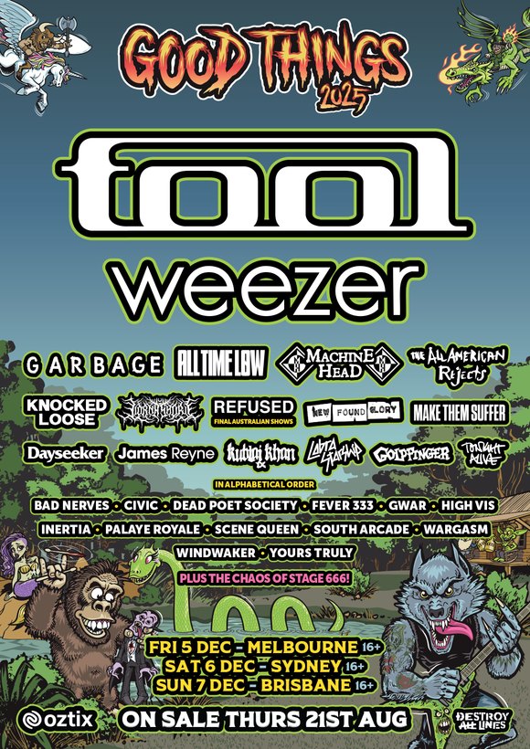 Good Things Festival 2025: Tool, Weezer & Garbage to headline